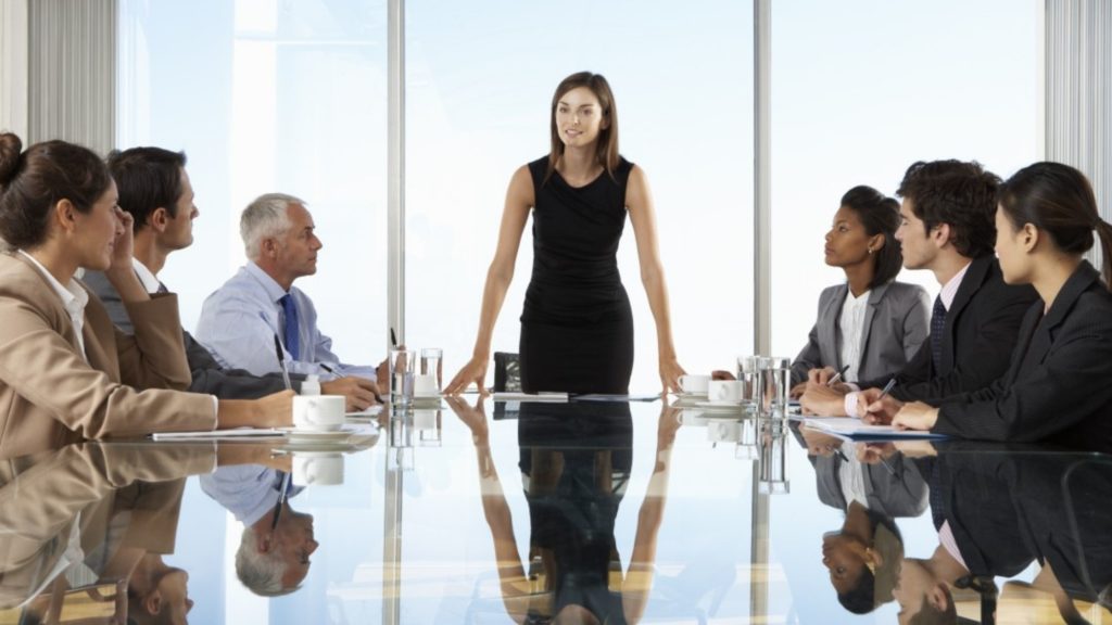Woman chairing a board meeting